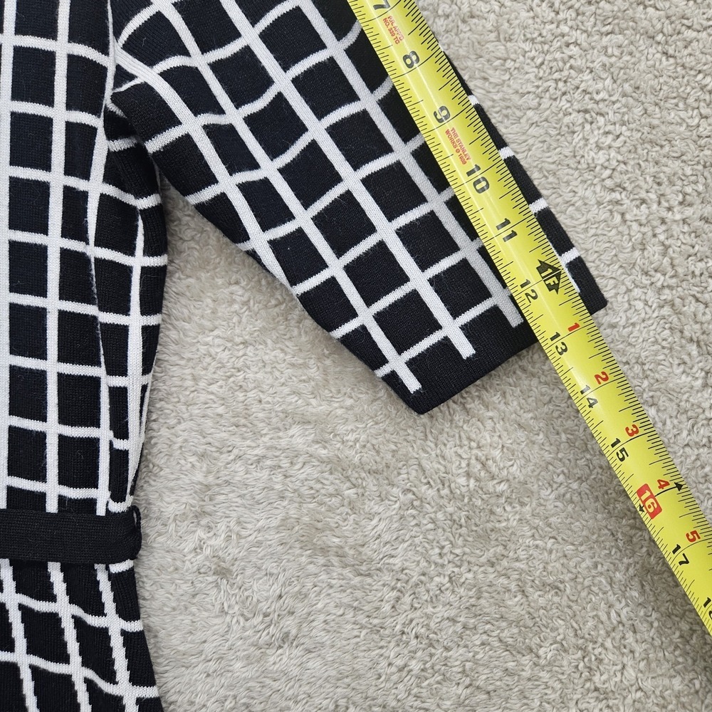 Modern Minimalist Black White Grid Knit Sweater Dress Medium Art‎ Core Geometric - Picture 9 of 10